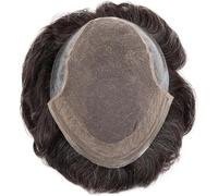 Hair Toupee men Unidades del sistema de cabello humano Postizos ondulados for hombres Encaje francés PU Toupee for hombres Pelucas de cabello Remy indio Rayita natural Transpirable Prótesis capilar ma