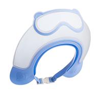 Hair Washing Shield, Adjustable Kids Shower Cap, Waterproof Bath Visor, Eye Ear Protection Hat, Soft Comfortable Design, 1 Size Fits Most, Shampoo Time for Boys Girls , 23 cm Gray Blue