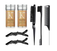 Hair Wax Stick 2 Pack with Hair Comb Set, Slick Stick for Hair Non-greasy Styling Hair Pomade Stick, Hair Slick Stick with Comb & Hair Clips Set