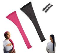 Hair Weave Sleeve for Locs, Brightmeteors Hairweave Sleeve-Fashionable Design - Haircare, Breathable Stretchy Hairnets Braids Sleeve, Long Stretchy Wig Cap for Women Braids Bun Faux Locs(Black+Pink)