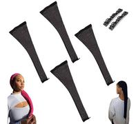 Hair Weave Sleeve for Locs, Brightmeteors Hairweave Sleeve-Fashionable Design - Haircare, Breathable Stretchy Hairnets Braids Sleeve, Long Stretchy Wig Cap for Women Braids Bun Faux Locs(Black*4)