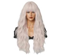 Hair Wigs Peluca blanca larga ondulada for mujer, pelucas sintéticas naturales de platino con flequillo esponjoso, pelucas Lolita resistentes al calor, for uso diario para mujer Pelucas