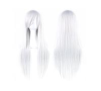 Hair Wigs Peluca sintética de 80 cm de largo y liso con flequillo for Halloween, cosplay, anime, fiesta de disfraces. para mujer Pelucas(Silver White)