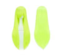 Hair Wigs Peluca sintética de 80 cm de largo y liso con flequillo for Halloween, cosplay, anime, fiesta de disfraces. para mujer Pelucas(Fluorescent Green)