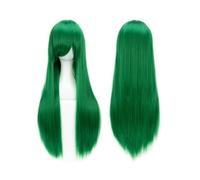 Hair Wigs Peluca sintética de 80 cm de largo y liso con flequillo for Halloween, cosplay, anime, fiesta de disfraces. para mujer Pelucas(Bright Green)