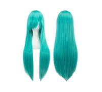 Hair Wigs Peluca sintética de 80 cm de largo y liso con flequillo for Halloween, cosplay, anime, fiesta de disfraces. para mujer Pelucas(Lake Blue)