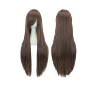 Hair Wigs Peluca sintética de 80 cm de largo y liso con flequillo for Halloween, cosplay, anime, fiesta de disfraces. para mujer Pelucas(Dark Brown)