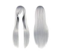 Hair Wigs Peluca sintética de 80 cm de largo y liso con flequillo for Halloween, cosplay, anime, fiesta de disfraces. para mujer Pelucas(Gray)