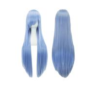 Hair Wigs Peluca sintética de 80 cm de largo y liso con flequillo for Halloween, cosplay, anime, fiesta de disfraces. para mujer Pelucas(Elf Blue)