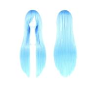 Hair Wigs Peluca sintética de 80 cm de largo y liso con flequillo for Halloween, cosplay, anime, fiesta de disfraces. para mujer Pelucas(Sky Blue)