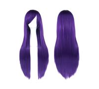Hair Wigs Peluca sintética de 80 cm de largo y liso con flequillo for Halloween, cosplay, anime, fiesta de disfraces. para mujer Pelucas(Dark Purple)