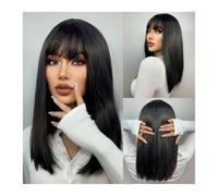 Hair Wigs Peluca sintética negra de corte medio lacio, peluca corta con flequillo for mujer blanca, cabello afro natural, resistente al calor for uso diario para mujer Pelucas