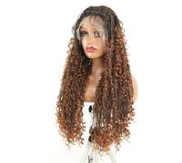 Hair Wigs Peluca trenzada de 13x6 - Peluca sintética de encaje suizo atada a mano con trenza bohemia para mujer Pelucas(T30,32inch)