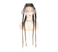 Hair Wigs Peluca trenzada holandesa de 32 pulgadas con 4 trenzas for mujer, trenzas de espiga sintéticas con parte en T y encaje frontal. para mujer Pelucas(T27)