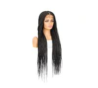 Hair Wigs Pelucas trenzadas for mujer, sintéticas, negras, con encaje frontal, caja trenzada. para mujer Pelucas(Black,40cinh)