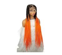 Hair Wigs Pelucas trenzadas jumbo de encaje completo for mujeres negras, peluca trenzada de caja sin nudos con cabello de bebé de 36 pulgadas sin pegamento para mujer Pelucas(OTORANGE)