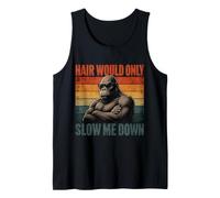 Hair Would Only Slow Me Down Retro Bigfoot Corredor Calvo Camiseta sin Mangas