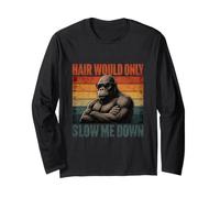 Hair Would Only Slow Me Down Retro Bigfoot Corredor Calvo Manga Larga