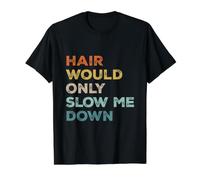 Hair Would Only Slow Me Down Retro Corredor Calvo Camiseta gráfica económica, Hombre, Negro, L