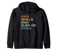Hair Would Only Slow Me Down Retro Corredor Calvo Sudadera con Capucha