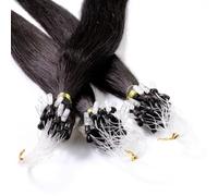 Hair2Heart 25 x 1g Extensiones de micro ring pelo natural - 40cm, colore #1b negro natural, liso