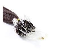 Hair2Heart 25 x 1g Extensiones de micro ring pelo natural - 40cm, colore #2 marrón oscuro, liso