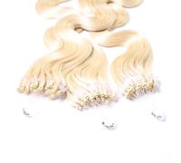 Hair2Heart 25 x 1g Extensiones de Micro Ring Pelo Natural - 50cm - Corrugado, Color 60 Platinum Blonde