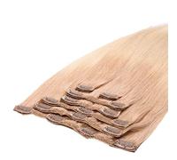 hair2heart Extensiones de pelo humano liso con clip, 7 piezas, 100 g, 40 cm, color miel degradado