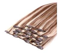 hair2heart Extensiones de pelo humano liso con clip de alta calidad, 7 piezas, 100 g, 40 cm, color marrón claro
