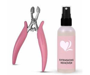 hair2heart Kit para remover extensiones de cabello con pinzas y disolvente para un fácil retiro de extensiones de queratina y cinta - Fórmula a base de alcohol
