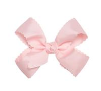 HAIRBOWS Lazo de grogrén con borde festoneado para niñas con un centro de envoltura de nudo en un clip, todas las edades y tipos de cabello, lazo de 6 pulgadas, rosa claro