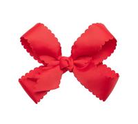 HAIRBOWS Lazo de grogrén festoneado para niñas con un centro de envoltura de nudo en un clip, todas las edades y tipos de cabello, lazo de 5 pulgadas, rojo