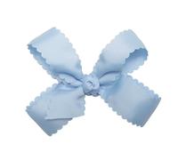 HAIRBOWS Lazo de grogrén festoneado para niñas con un centro de envoltura de nudo en un clip, todas las edades y tipos de cabello, lazo de 5 pulgadas, azul