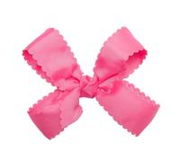 HAIRBOWS Lazo de grogrén festoneado para niñas con un centro de envoltura de nudo en un clip, todas las edades y tipos de cabello, lazo de 5 pulgadas, rosa intenso