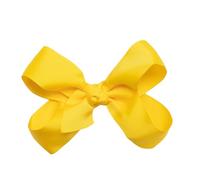 HAIRBOWS Lazo de grogrén para niñas con un centro de envoltura de nudo en un clip para el cabello, todas las edades y tipos de cabello, lazo de 5 pulgadas, amarillo