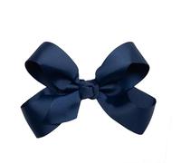 HAIRBOWS Lazo de grogrén para niñas con un centro de envoltura de nudo en un clip para el cabello, todas las edades y tipos de cabello, lazo de 5 pulgadas, azul marino