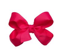 HAIRBOWS Lazo de grogrén para niñas con un centro de envoltura de nudo en un clip para el cabello, todas las edades y tipos de cabello, lazo de 5 pulgadas, fucsia