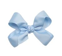 HAIRBOWS Lazo de grogrén para niñas con un centro de envoltura de nudo en un clip para el cabello, todas las edades y tipos de cabello, lazo de 5 pulgadas, azul