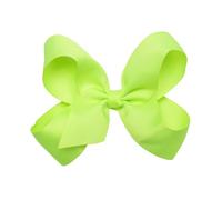 HAIRBOWS Lazo de grogrén para niñas con un centro de envoltura de nudo en un clip para el cabello, todas las edades y tipos de cabello, lazo de 5 pulgadas, amarillo neón