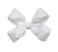 HAIRBOWS Lazo de grogrén para niñas con un centro de envoltura de nudo en un clip para el cabello, todas las edades y tipos de cabello, lazo de 5 pulgadas, blanco