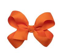 HAIRBOWS Lazo de grogrén para niñas con un centro de envoltura de nudo en un clip para el cabello, todas las edades y tipos de cabello, lazo de 5 pulgadas, naranja
