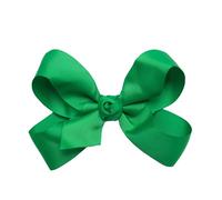 HAIRBOWS Lazo de grogrén para niñas con un centro de envoltura de nudo en un clip para el cabello, todas las edades y tipos de cabello, lazo de 5 pulgadas, verde