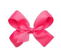 HAIRBOWS Lazo de grogrén para niñas con un centro de envoltura de nudo en un clip para el cabello, todas las edades y tipos de cabello, lazo de 5 pulgadas, rosa neón