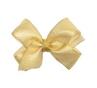 HAIRBOWS Lazo metálico de grogrén para niñas con un centro de envoltura de nudo en un clip, todas las edades y tipos de cabello, lazo de 5 pulgadas, dorado