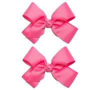 HAIRBOWS Paquete de 2 lazos de grogrén para el cabello con nudo central en horquillas para el cabello, para todas las edades y tipos de cabello, lazos de 6 pulgadas, rosa intenso