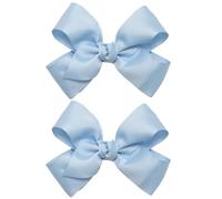HAIRBOWS Paquete de 2 lazos de grogrén para el cabello con nudo central en horquillas para el cabello, para todas las edades y tipos de cabello, lazos de 6 pulgadas, color azul