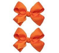 HAIRBOWS Paquete de 2 lazos de grogrén para el cabello con nudo central en horquillas para el cabello, para todas las edades y tipos de cabello, lazos de 6 pulgadas, color naranja