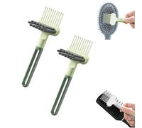 Hairbrush Cleaner, Comb Cleaning Brush, 2 in 1 Hair Brush Cleaning Tool, Portable Hair Cleaner Rake, For Dust Dirts Bedrooms Living Room Bathrooms Salon Vanity Travel Daily Beauticia (Green 2pcs)