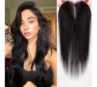 HAIRCUBE Peluca femenina Remy peluca humana, peluca femenina alopecia, pelo gris, 4.5in * 5in 14 pulgadas Atadura de manos (Negro natural)