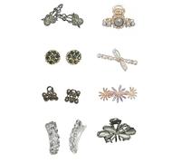 Haireve Cabane Juego de 8 pinzas elegantes para el pelo para mujer, con diamantes de imitación, perlas, cristales, accesorios para el cabello para niñas y adolescentes con broches a presión y